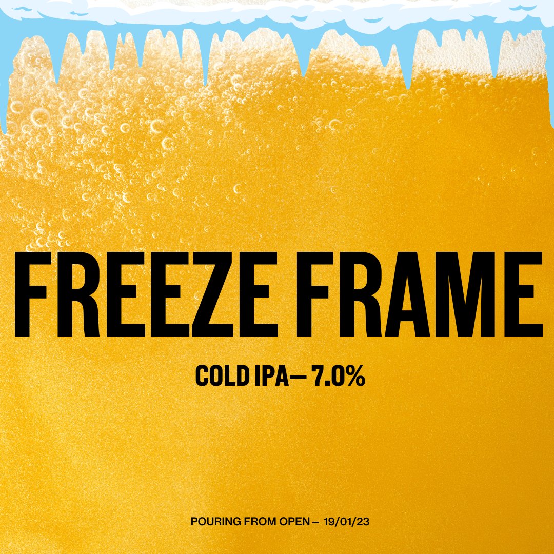 🚀LAUNCHING TOMORROW: FREEZE FRAME.

Our 2nd beer release of the year is a 7% COLD IPA. 🥶🍺

Expect a dry and crisp finish with juicy, tropical aromas! 🏝️🍍

#Brewdog #bdmanchester #beerlaunch #freezeframe #craftbeer