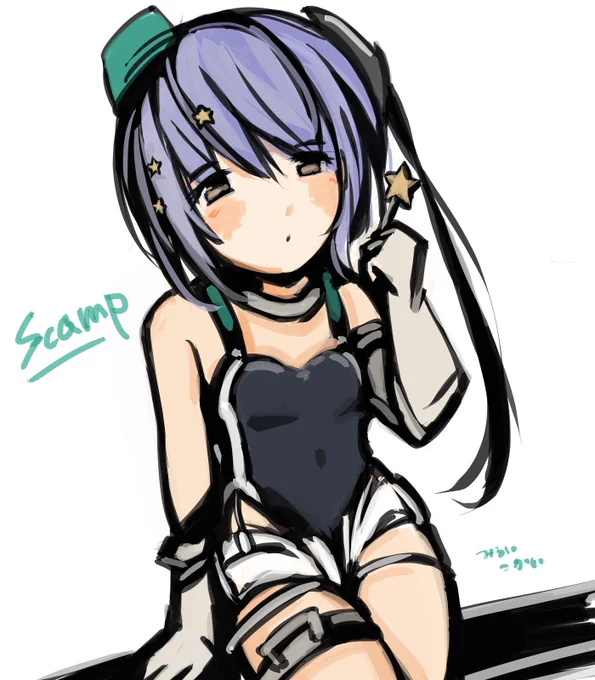 ちょい遅刻、黒をウマく使う練習したいなと思ってたら。今宵は初描きのスキャンプ。#艦これ版深夜の真剣お絵描き60分一本勝負#艦これ版真剣お絵描き60分一本勝負_20230118 