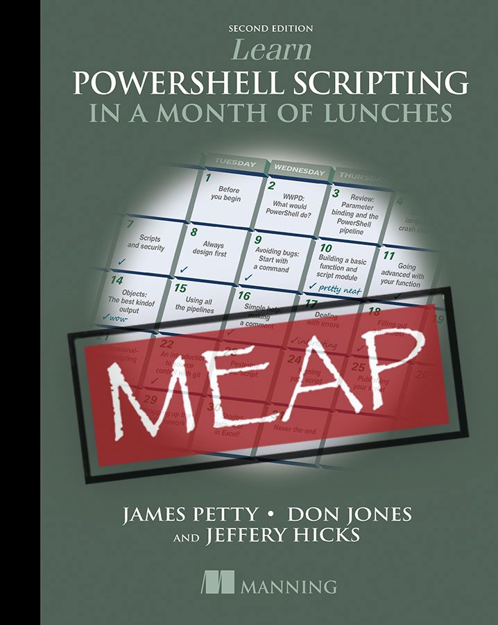 ManningBooks's tweet image. 🏷️Deal of the Day🛒
Go beyond command-line #PowerShell & open up the amazing world of scripting and automation: mng.bz/DgGE
@PSJamesP #windowspowershell #systemadmin #sysadmin #systemadmin #ITOps #powershellscripting #DevOps #Linux #cloud