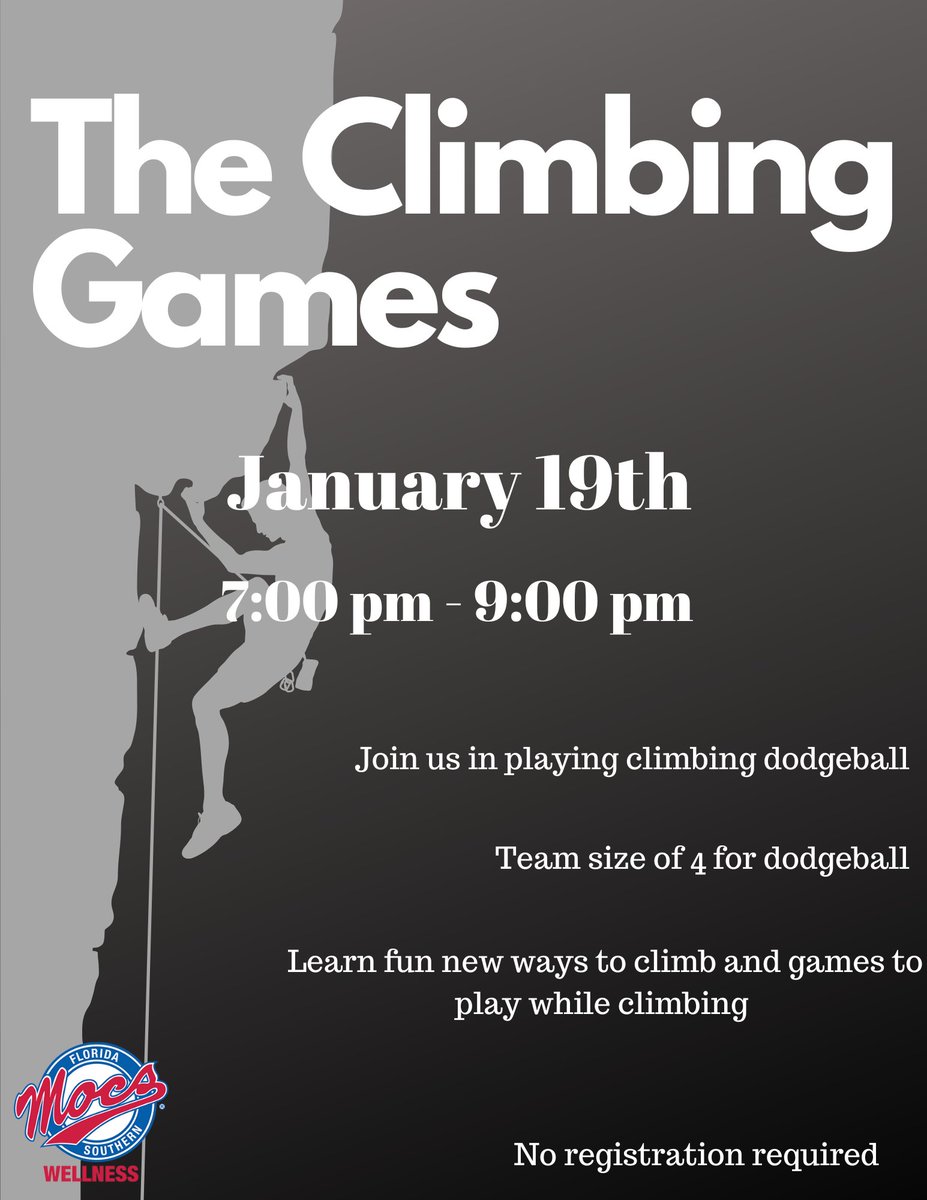 Climb, play games, and repeat! Who is ready for our Climbing Games event on January 19th from 7-9 pm? Join us in climbing dodgeball, learning fun climbing games, and more! We hope you join us Mocs, and get ready to have a "rocking" time!
