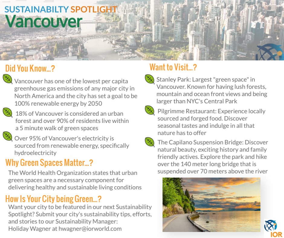 IORWorld's tweet photo. Check out this week's #SustainabilitySpotlight; our eyes are set on #Vancouver! #WeAreIOR https://t.co/DvGIjxQn2q