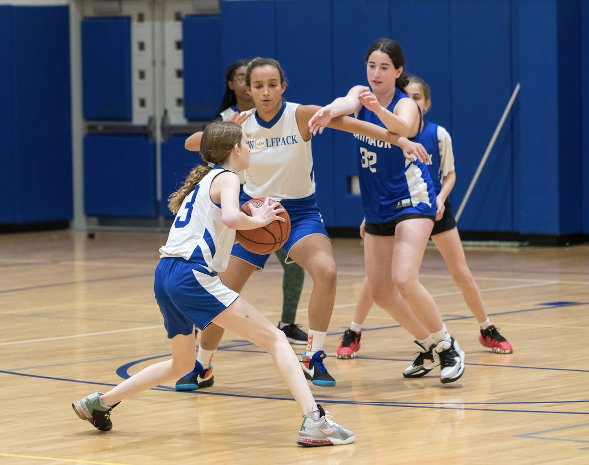The Middle School Girls' Basketball team plays against AFS at 3:30 PM! #WolfPack #FearlessAthletes #MiddleSchool