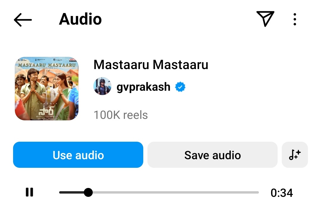 NsaiPrasanth5's tweet photo. #intragram 100K Reels #sir movie masteru masteru Telugu 🔥
#Vaathi @dhanushkraja @gvprakash https://t.co/pCU9Ix8oOQ