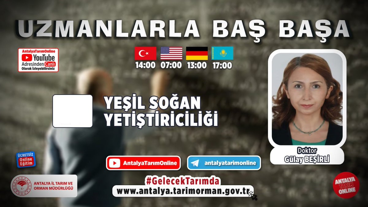 #UzmanlarlaBaşBaşa  
Yalova Atatürk Bahçe Bitkileri Merkez Araştırma Enstitüsü Müdürlüğünden Dr. Gülay Beşirli'nin anlatımıyla #YeşilSoğan Yetiştiriciliği👇
youtu.be/MPko1ksA4Bw

#GelecekTarımda

<a href="/VahitKirisci/">Prof.Dr.Vahit Kirişci</a>
<a href="/ersinyazici1/">Ersin YAZICI</a>
<a href="/gokhankaraca_/">Gökhan Karaca</a>