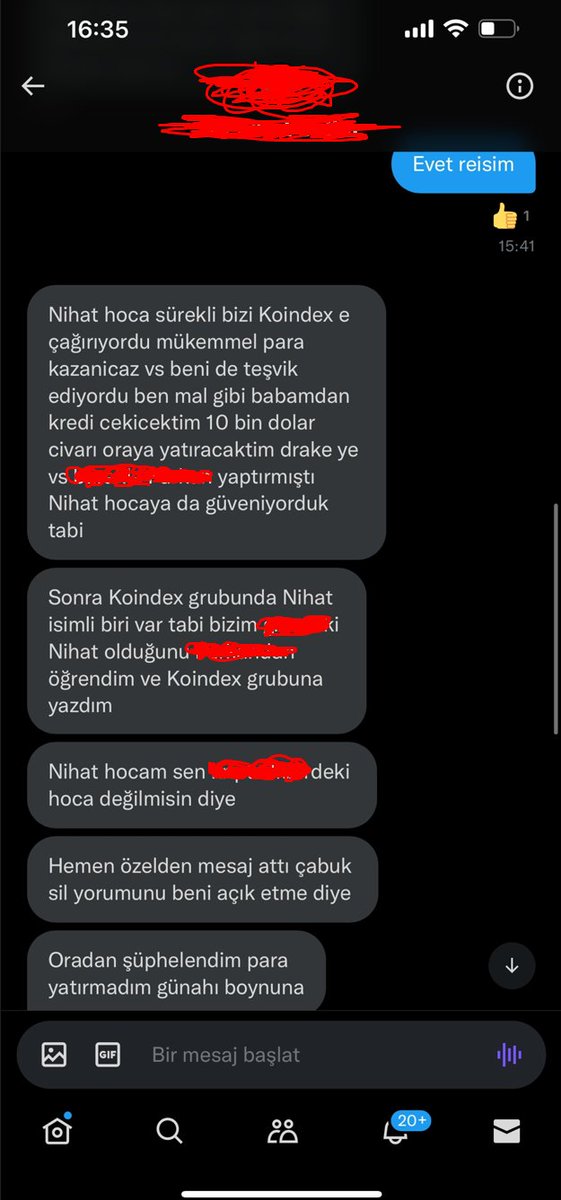 CryptoPNZ's tweet image. Önemli Duyuru! GERÇEKLERİ GÖRÜN

Görselde gördüğünüz gibi bunun gibi elimde birsürü mesaj ve mağdur olan kişiler mevcut.

@nhtctnk
 NİHAT ÇETİNKAYA bunlar yalan dolan iftira gibi şeyler derse beni dava edebilir.

Bunların hiç biri shop/uydurma değildir +++
#koindex #ultorex