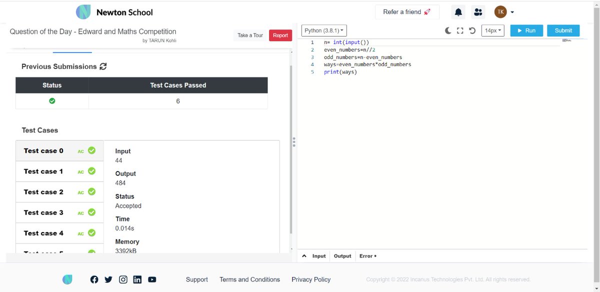 tarunkohli13621's tweet image. Today I have solved question_title using #language_used
#Day3 of #30daysofcode @everydaycoders
#community #coding #programming #competitiveprogramming #codingchallenge #dsa #bubbleupcommunity #codedu