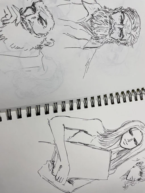 リハビリがてら、昔よくやっていた練習をした。
ネットで見た格好いい顔立ちやポーズの写真を自分の絵柄に落とし込みつつ一発描きするやつ。とても楽しい。 