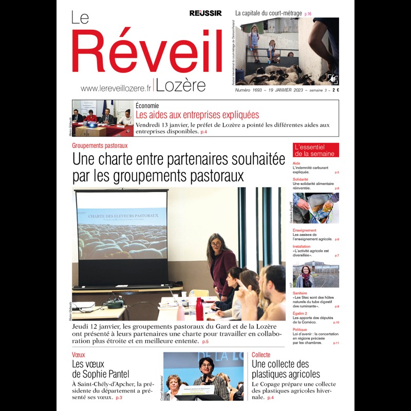 À la une du Réveil Lozère du 19 janvier :

📌 Les groupements pastoraux Gard et Lozère dévoilent leur charte

📌 Les aides aux entreprises expliquées

📌 À Langogne, une solidarité alimentaire réinventée grâce au partenariat des producteurs locaux et du secours populaire
