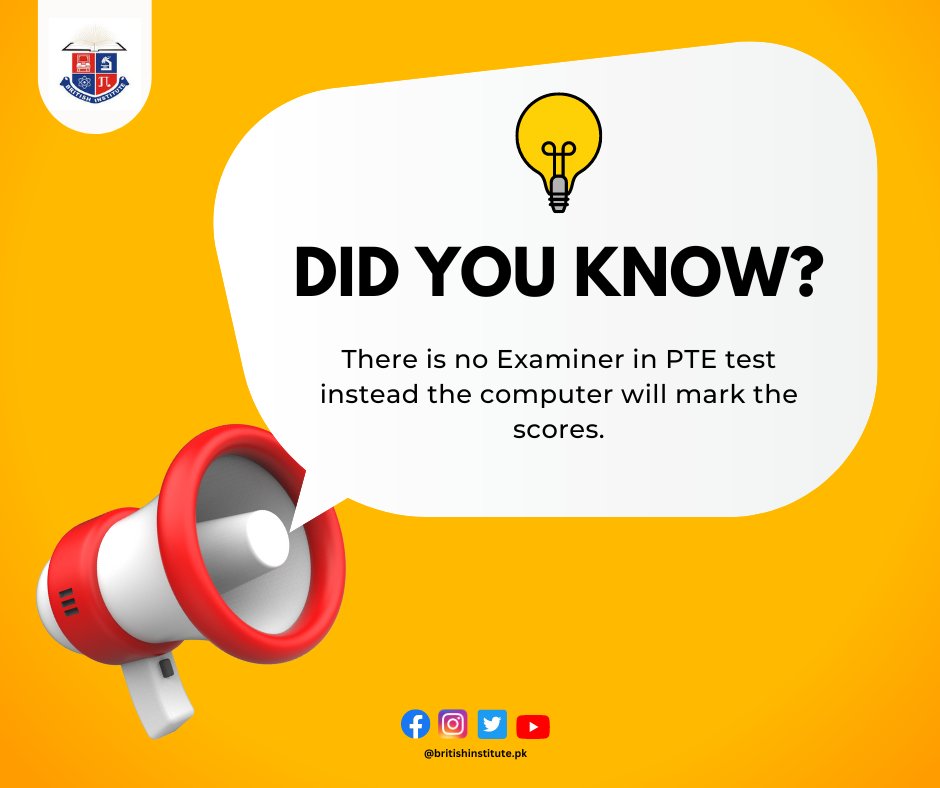Did you Know?
there is no examiner in PTE Test
instead the computer will mark the scores

#ptetips #PTEExam #PTE #PTeducation #pteexampreparation #ptepreparation #pearsonsmithrealty #PearsonTestofEnglish #Pearson #pearsoneducation #Pakistan #Faisalabad #abroad  #AbroadStudy