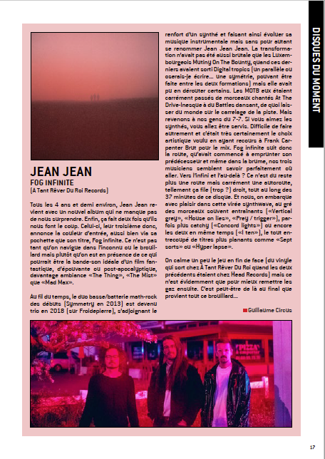 WFenec's tweet photo. #WFENECMAG / N°54 : #CHRONIQUE p.17 de “Fog infinite“ de Jean Jean (A tant rever du roi) -> https://t.co/Yex7JFMQdG #electrorock #rock #mathtrock #ambient #synthwave #jeanjean #atantreverduroi https://t.co/QGsuK5S0zO