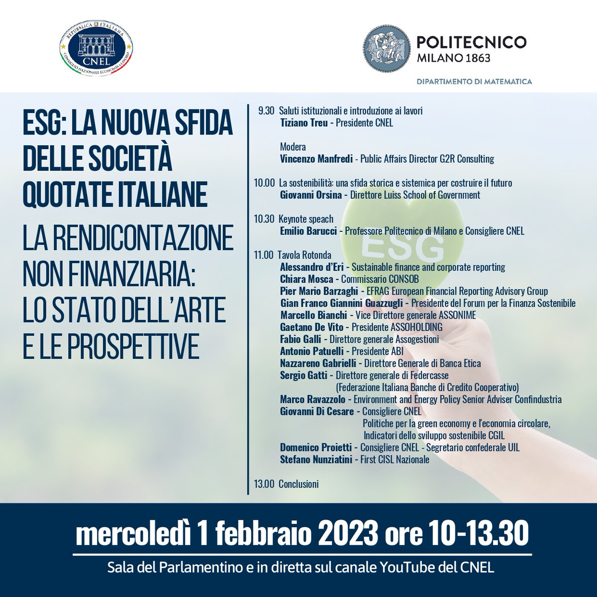 📌Il 1° febbraio, nella Sala del Parlamentino, il presidente di Assoholding, Gaetano De Vito, interverrà all'importante evento organizzato dal <a href="/cnel_it/">Consiglio Nazionale dell'Economia e del Lavoro</a>  in collaborazione con il <a href="/polimi/">Politecnico di Milano</a> 

#publicaffairs #communications #policy #advocacy #tax #legal #esg #cnel #rigenerazione