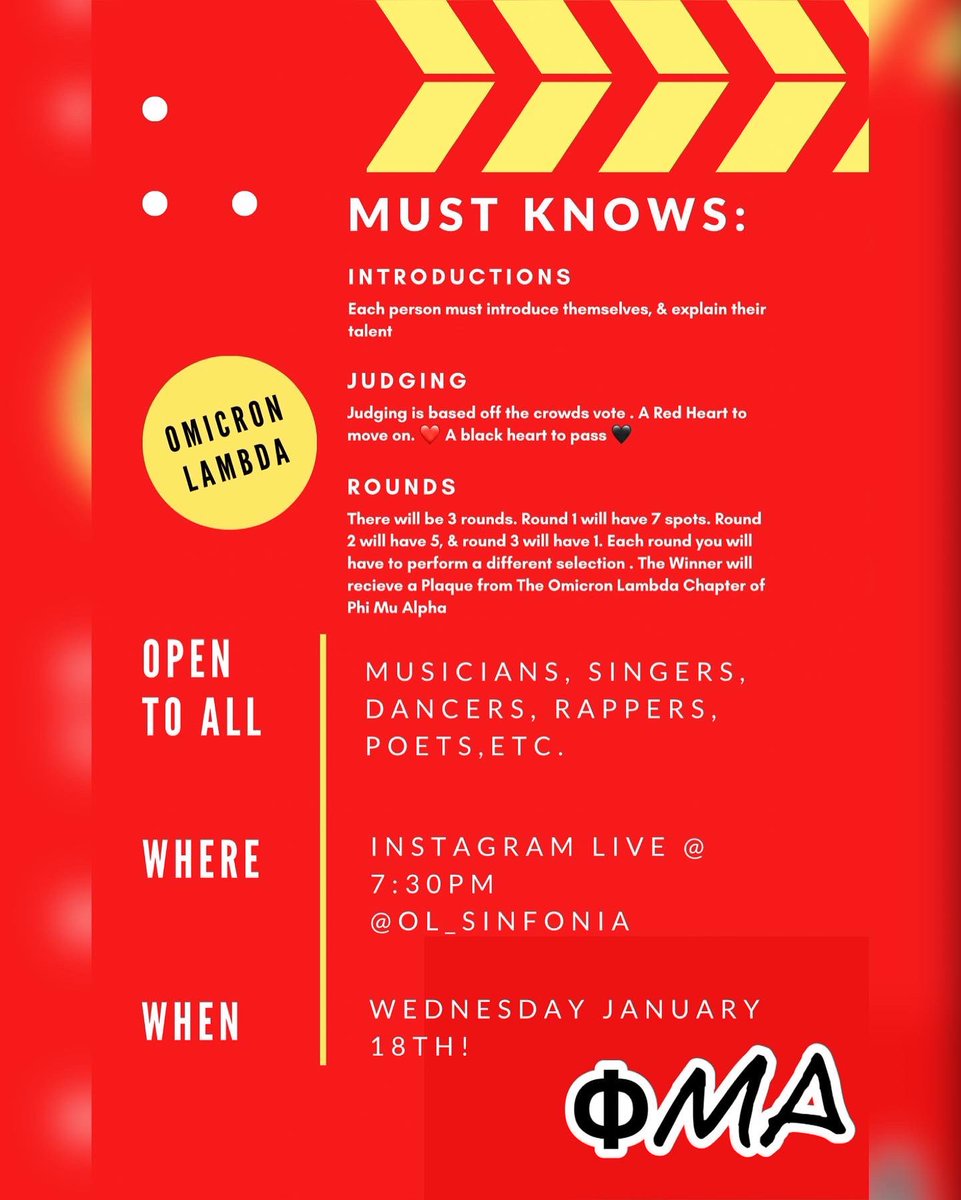 Don’t miss your opportunity to showcase your talents Tonight @ 7:30 pm via Instagram live - OL_SINFONIA