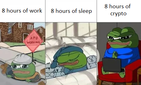 8/8/8 rule for perfect work-life balance #crypto #cryptomemes #memes #pepe