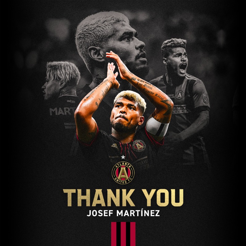 ATLUTD's tweet photo. 𝟭𝟱𝟴 games. 𝟭𝟭𝟭 goals. 𝟰 trophies. 
It's been an honor, @JosefMartinez17 👑

#ATLUTD announces it has released Josef Martínez.
