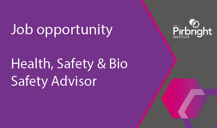 Pirbright_Inst's tweet photo. JOB: We're looking for a Health, Safety &amp; BioSafety (HSBS) Advisor to provide expert professional support to facilitate the control and mitigation of risks arising from the Institute's work.

Find out more and apply (deadline 24 January) ➡️https://t.co/hmfQTmgxUL https://t.co/yLYFMLgEAc