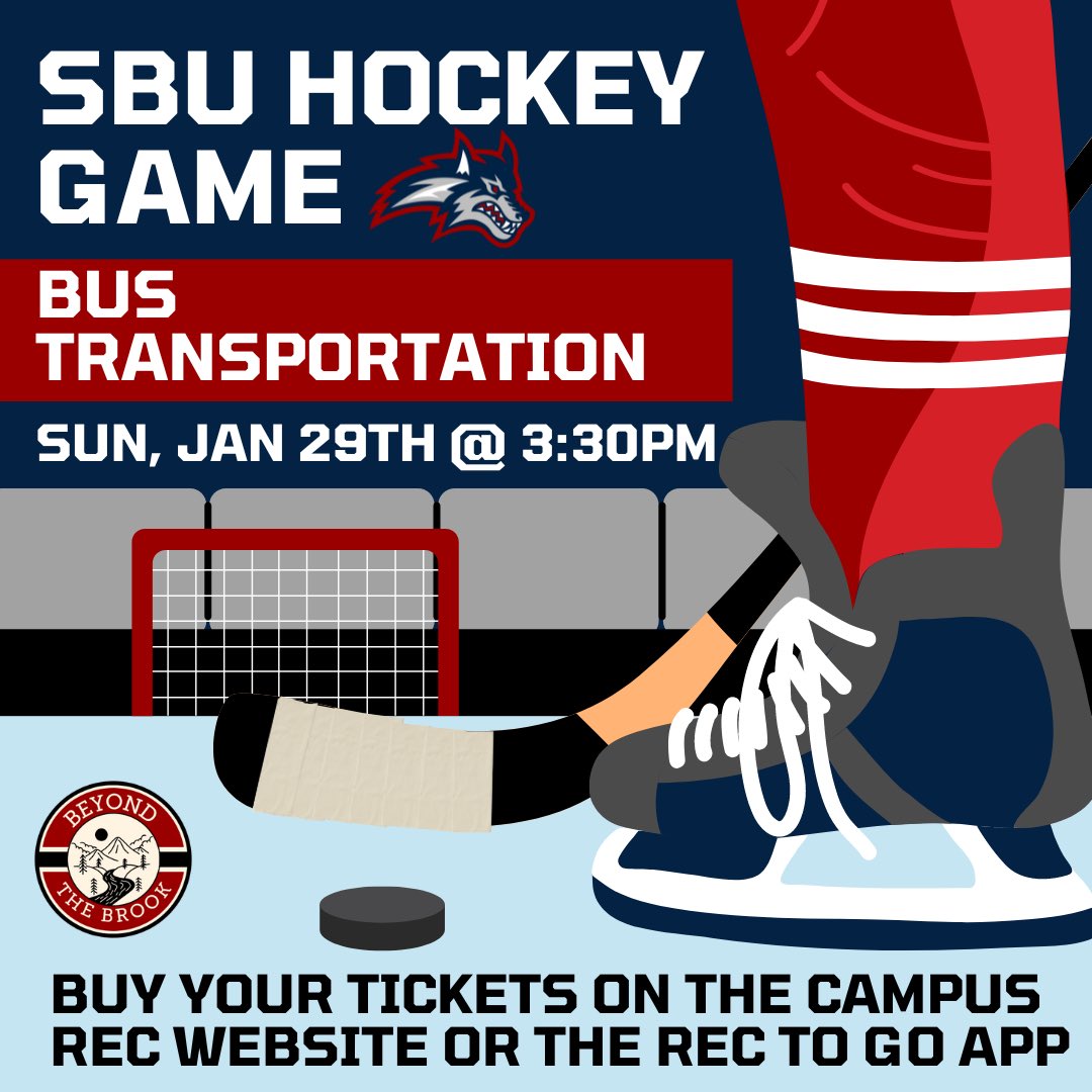 SBUHockey's tweet photo. In Collaboration with Recreation and Wellness, all Stony Brook students are now able to purchase bus transportation tickets for a round trip to Student Appreciation Night at The Rinx on Sunday, January 29! https://t.co/FNFTNYkQRr