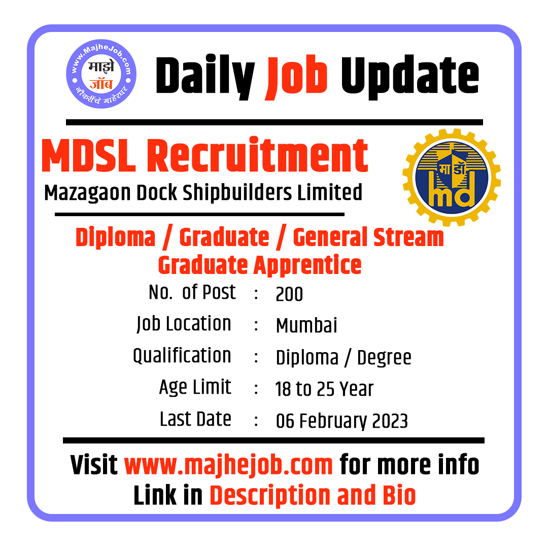 majhejob's tweet photo. Mazagaon Dock Shipbuilders Limited Recruitment
Follow @majhejob for more content.!
More info - https://t.co/DWpYTJjEN0
•
#majhejob #mdsl #Mazagaon #mazagaondockshipbuilderslimited #photography #love #design #instagood #graduation #university #degree #nature #home #happy https://t.co/gLyyhuaDEt