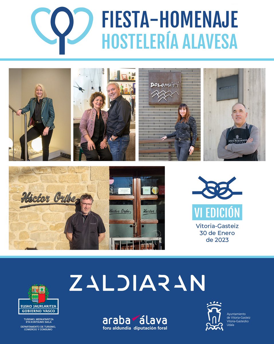 Lunes 30 de enero. Fiesta-Homenaje a la Hostelería Alavesa. ¿Nos acompañas? Más información restaurantezaldiaran.com Reservas 945 134 822
