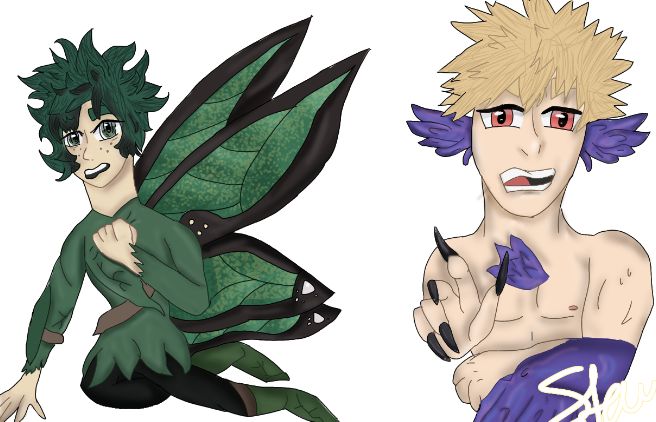 Star_Moonklance's tweet photo. Brain rot alert!! I'm hyperfocusing on these two like crazy!!! My brain screamed for Fairy Deku. But what's a fairy without his harpy boyfriend??.... This may or may not be a fic I write in the mere future
~Tags~
#fantasy #fairyxharpy #deku #izuku #izukumidoriya  #kacchan #bakugo https://t.co/q114wWqiAd