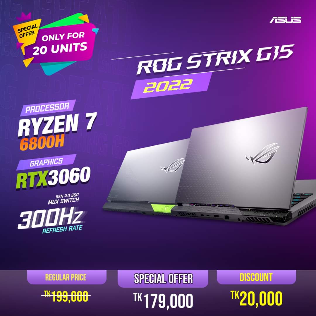 mania_bd's tweet photo. 𝐑𝐚𝐢𝐬𝐞 𝐲𝐨𝐮𝐫 𝐠𝐚𝐦𝐞. 𝐏𝐥𝐚𝐲 𝐰𝐢𝐭𝐡 𝐬𝐭𝐲𝐥𝐞.
Call 01762 000 004 or inbox us to get yours.

𝐀𝐬𝐮𝐬 𝐑𝐎𝐆 𝐒𝐭𝐫𝐢𝐱 𝐆𝟏𝟓
https://t.co/RxD5axyfPp

🏷️T̵K̵ 1̵9̵9̵,̵0̵0̵0̵/̵-̵ Now only at TK 179,000/
#asus #asusrog #laptop #gaminglaptops #asusbangladesh https://t.co/FCiYNTDzpr
