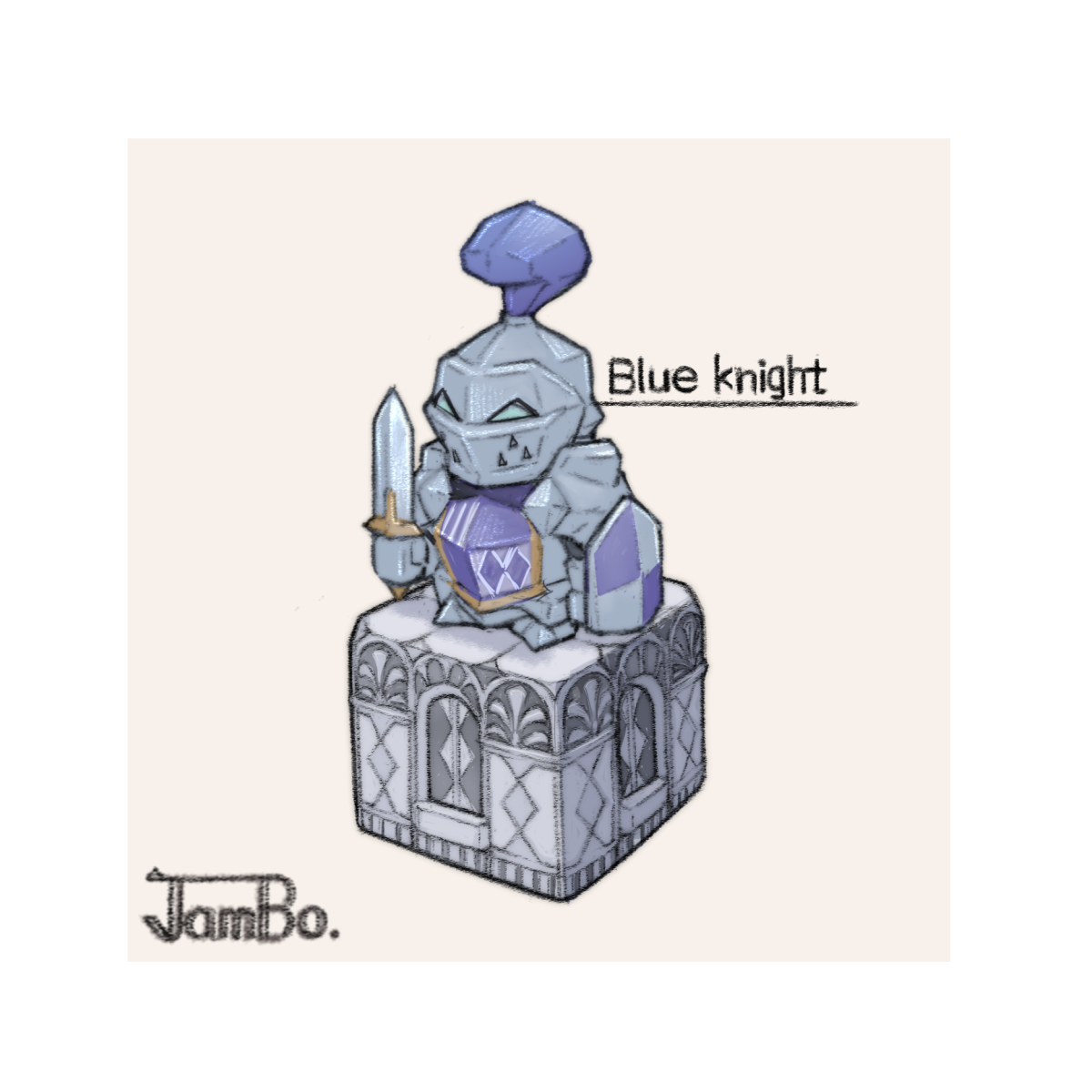 「Cube_Blueknight. 27体目を久し振りにカキカキキューブの無いハロ」|JamBoのイラスト