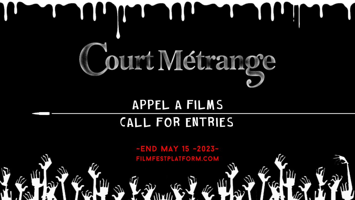 L'appel à films 2023 de Court Métrange est ouvert !! Vous avez jusqu'au 15 mai pour nous envoyer vos films sur filmfestplatform.com/fr/festival/204
Good luck 🤞
#cinema #courtmetrage #appelafilms