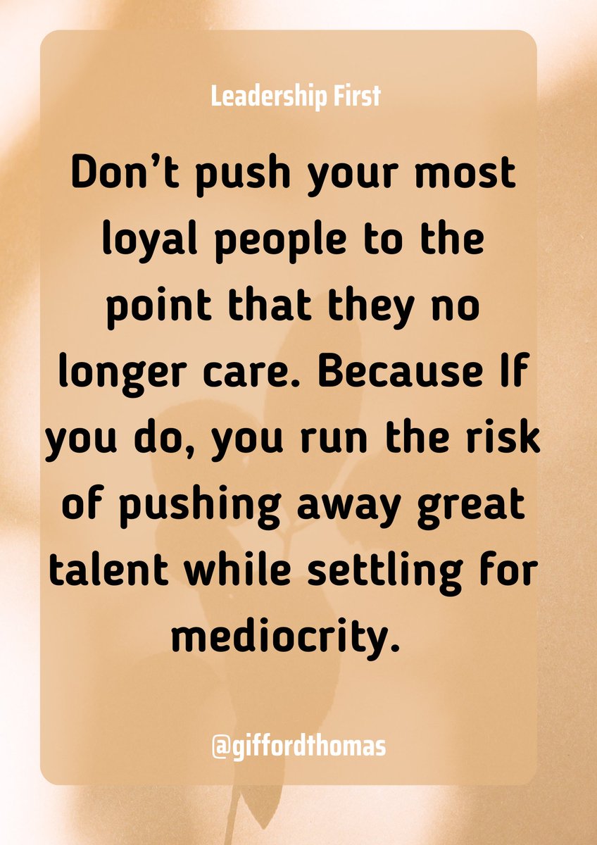 GiffordT's tweet photo. When you have people inspired and motivated to help the company achieve its vision while fulfilling its purpose, you must do everything in your power to ensure that this team keeps this vibe. Otherwise, you risk pushing away great talent while settling for mediocrity. https://t.co/WeHzqS1u5r