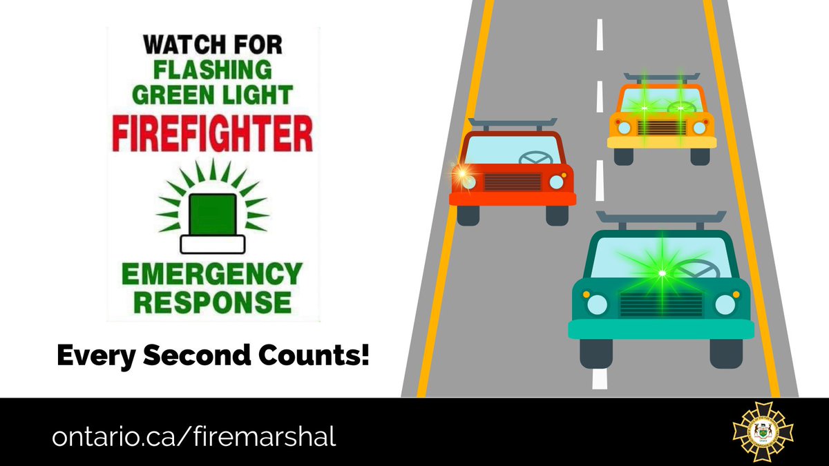 ONFireMarshal's tweet image. Do you live in a green light community? Support volunteer firefighters en route to an emergency by yielding the right-of-way to flashing green lights. Your consideration can help save lives.