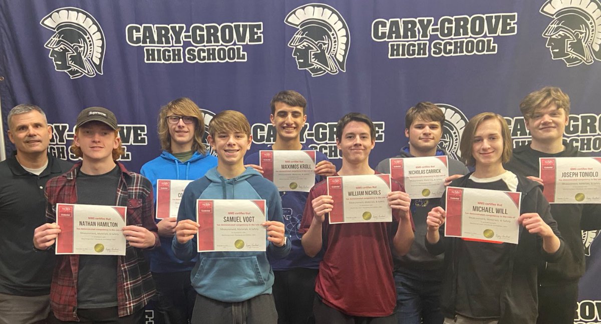 CG_IandC's tweet image. Big congratulations to this group of CNC I students that earned their @NIMS_Inc Credentials!  Thank you to @ghaasfoundation and @TMAInfo for your continued support that helps make these opportunities a possibility! @C_GEngineering @CaryGroveHS @NeilLesinski #D155Inspire #WeBeCG