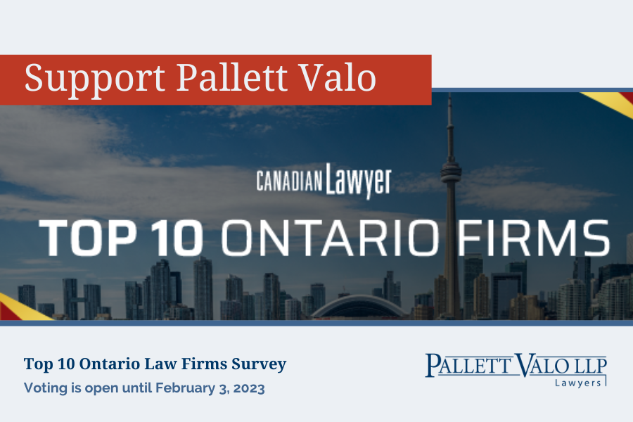pallett_valo's tweet photo. We are honoured to have been recognized by our peers as a Top 10 Ontario Law Firm in six consecutive biannual surveys by Canadian Lawyer Magazine. We have once again been nominated and would appreciate your support by participating in the 2023 survey: https://t.co/0Xq6WKou2n https://t.co/puQKTftqhN