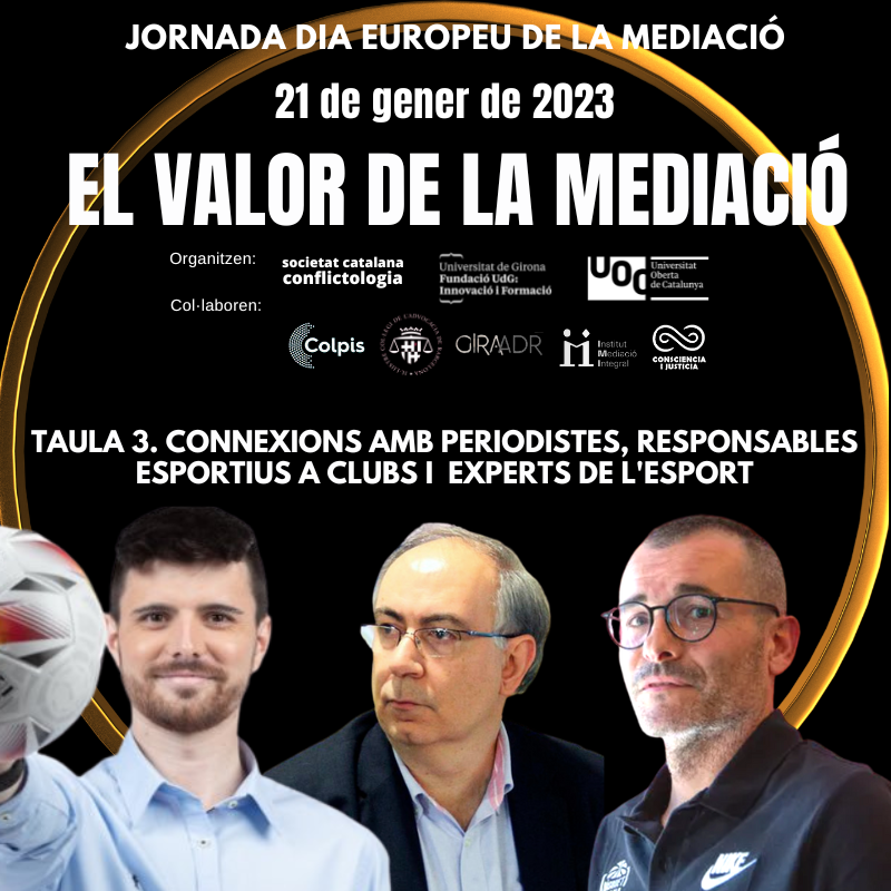 🙋‍♂️Sabem què aporta la mediació? Ho sap la gent? Ho sabem comunicar? 

👉Aquest dissabte 21 de gener <a href="/UOCedcp/">UOC Dret i Política</a> <a href="/fundacioudg/">Fundació Universitat de Girona</a> <a href="/Postgrau_GAC/">Postgrau Conflicte Públic i Mediació Comunitària</a> <a href="/SConflictologia/">Societat Catatalana de la Conflictologia</a> organitzen la jornada del #DiaEuropeuMediacio amb el títol "El valor de la Mediació".

💻Per Zoom
🖱️resoluciodeconflictes.org