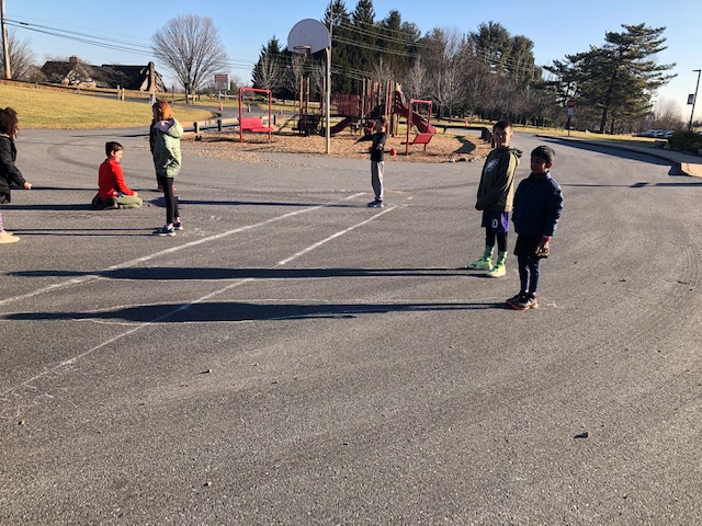 A beautiful morning to track our third grade shadows.☀️ #happyhillendale #thirdgrade #space