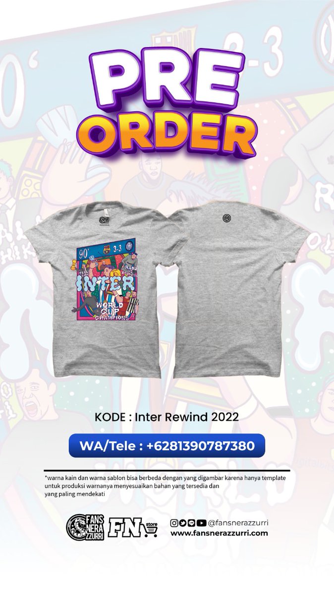 #FNBerbagi

Kami akan bagikan 5 Kaos Merchandise resmi FN Store kepada 5 orang beruntung yang meretweet tweet ini apabila Inter dini hari besok memenangkan Supercoppa Italia.

Pemesanan kaos dibawah? Klik link dibawah sini ⤵️⤵️
- WA (wa.me/6281390787380)