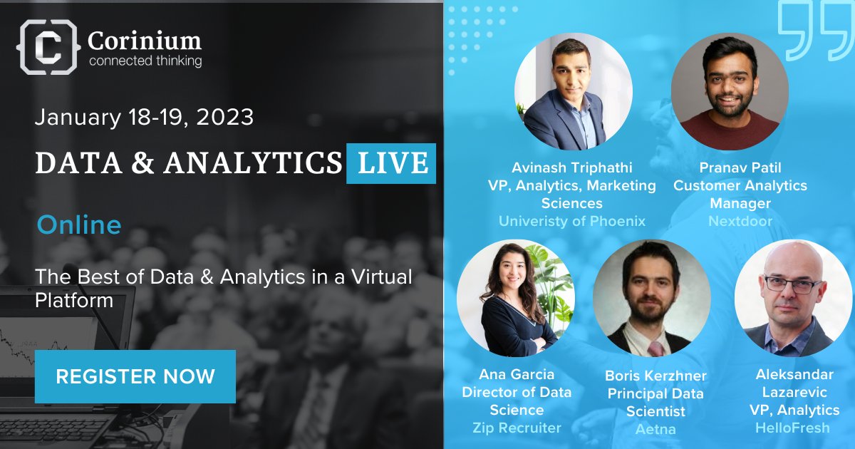 CoriniumGlobal's tweet image. Stop, collaborate and listen in on this amazing panel discussion happening at the virtual #DataAnalyticsLive!

bit.ly/3CVXW5o