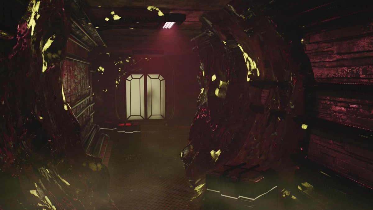 PCAGameArts's tweet image. Spaceship environment scene that has been over run with an alien virus by @Kaden_potski #gameart #gamedevelopment #animation #environmentart #3D