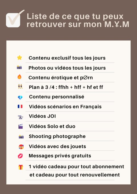 Petite liste de mon contenu sur MYM !!  Abonne toi : https://t.co/Gs5XUM4PgV https://t.co/ueKFdy4Qc2<a href="/tag/toys"class="tags"><span>#toys</span></a><a href="/tag/cuff"class="tags"><span>#cuff</span></a><a href="/tag/cockring"class="tags"><span>#cockring</span></a><a href="/tag/satisfyer"class="tags"><span>#satisfyer</span></a><a href="/tag/menottes"class="tags"><span>#menottes</span></a><a href="/tag/j"class="tags"><span>#j</span></a>