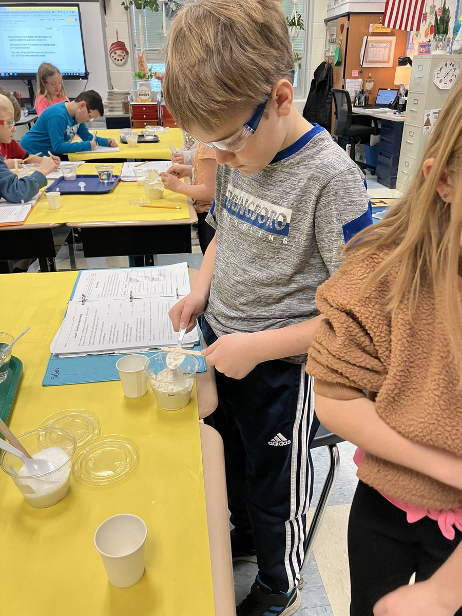 Mrs. J. Smith’s glue engineers are testing ingredients to see who can make the “stickiest” glue. How fun!!