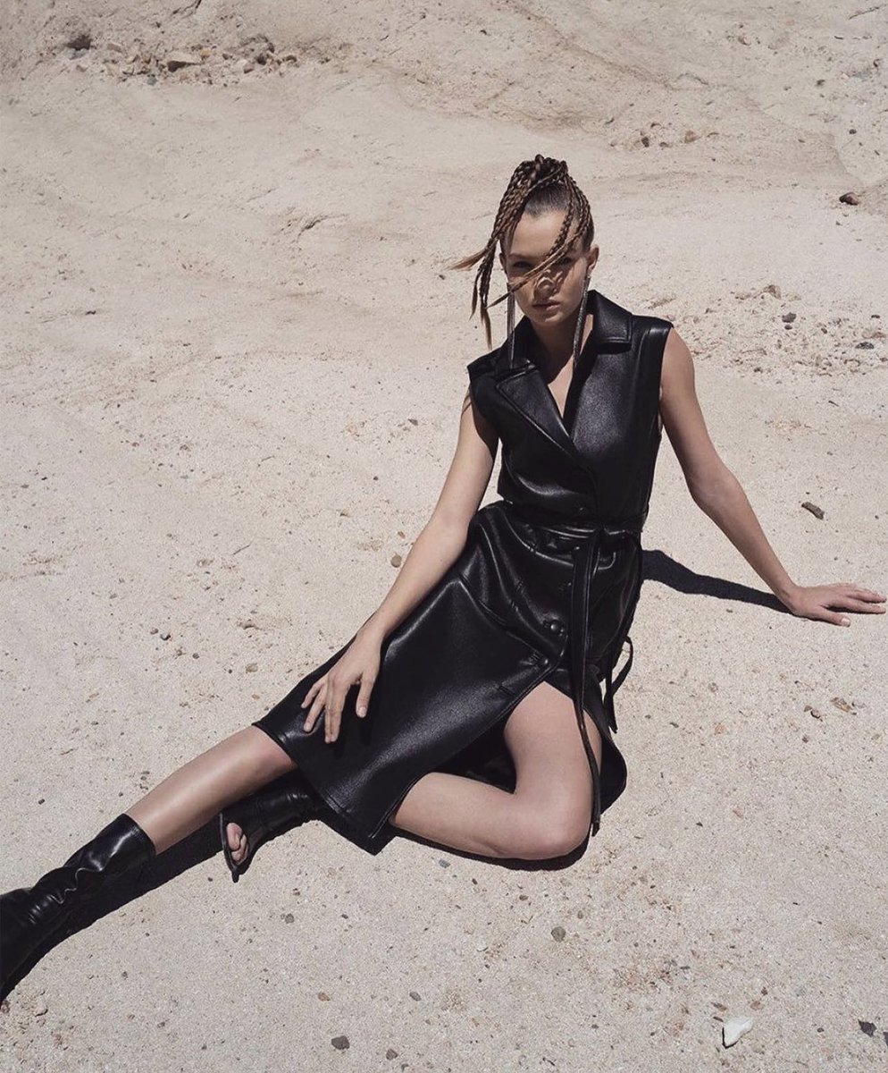 Cool girl approved - @josephineskriver looks stunning in the Lola Recycled Leather Dress + shop our newest collection on the site! #plasticfreepackaging #sustainablefashion . . . Featuring: @josephineskriver Photographer: @bohnes HMUA: @lisachamberlainbeauty