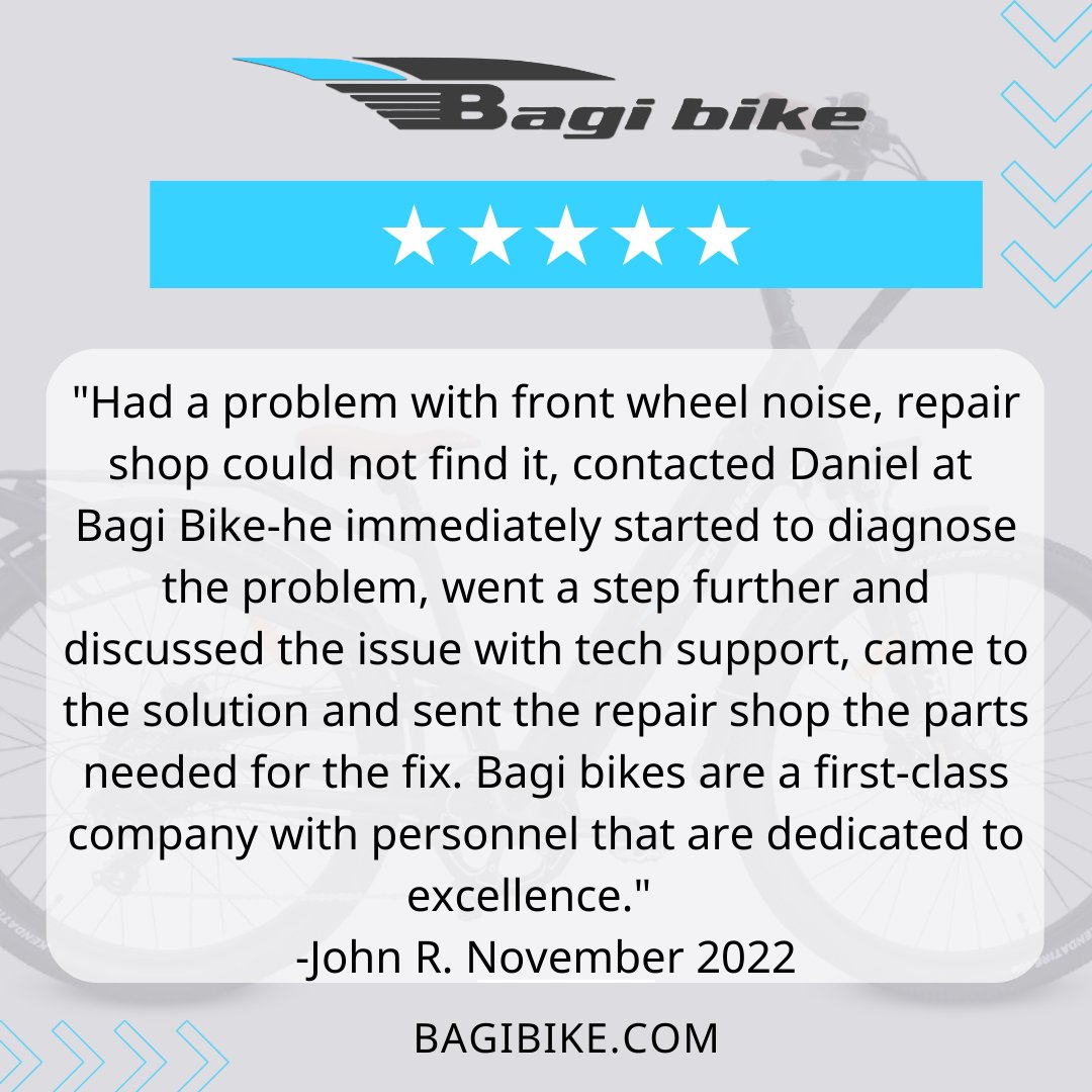 Thank you, John! We pride ourselves on attention to detail and quality e-bikes. We go above and beyond to ensure that every customer loves their Bagi Bike!

#BagiBike #customerservice #bike #bicycle