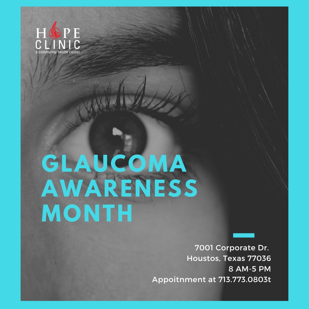 HOPECHC's tweet photo. Glaucoma Awareness Month
Early treatment can stop the damage and help prevent vision loss.
Schedule your visit by calling at 713.773.0803
#hopeclinic #eyeclinic #glaucomamonth #awareness #visityourdoctor https://t.co/IFxQX8teMI
