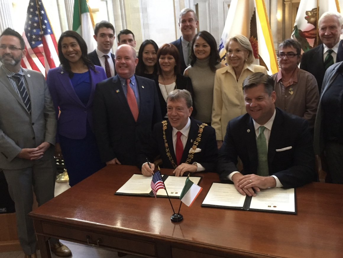 Tfitzgeraldcork's tweet photo. Glad to share this journey from @SFCORKSISCTY @sfgov @LondonBreed Huge Congrats @corkcitycouncil @CorkLGBTweek on the achievement and receipt of the #RainbowCities parchment @Siobhan_ODowd @rebecca_loughry https://t.co/ZfmQIm4gvK