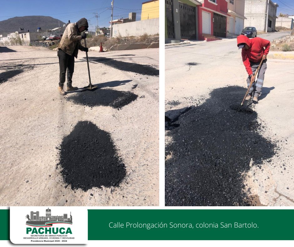 Pachuca_SOPDUVM's tweet image. Continuamos atendiendo al  💯 tus reportes vía WhatsApp 📲, ✅. Aplicamos el #ProgramaDeBacheo en:
🛤 Viaducto Rojo Gómez, colonia Real de Minas.
🛤 Avenida 9, colonia Plutarco Elias Calles. 
🛤 Calle Prolongación Sonora, colonia San Bartolo.
#PachucaAvanzaContigo