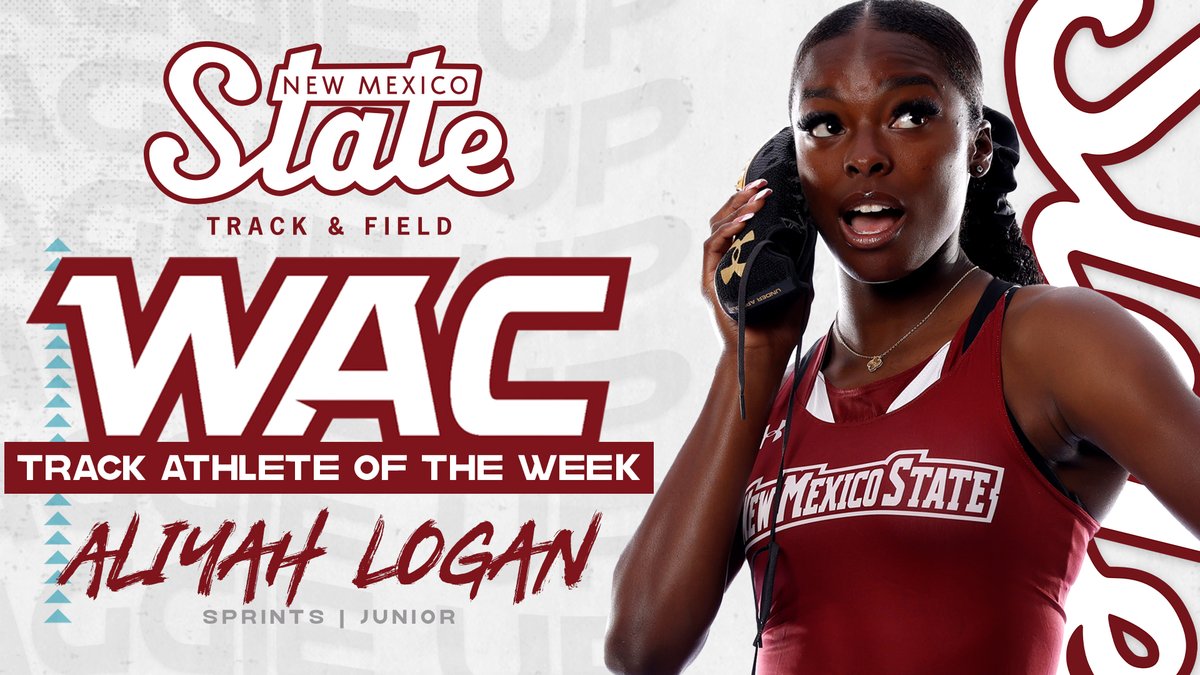 NMStateXCTF's tweet photo. .@aliyahlogan__ is this weeks @WACsports Women's Track Athlete of the Week‼️

(Release)👉 https://t.co/wQ2ZFcMuGl

#AggieUp https://t.co/FyHjYGVItA