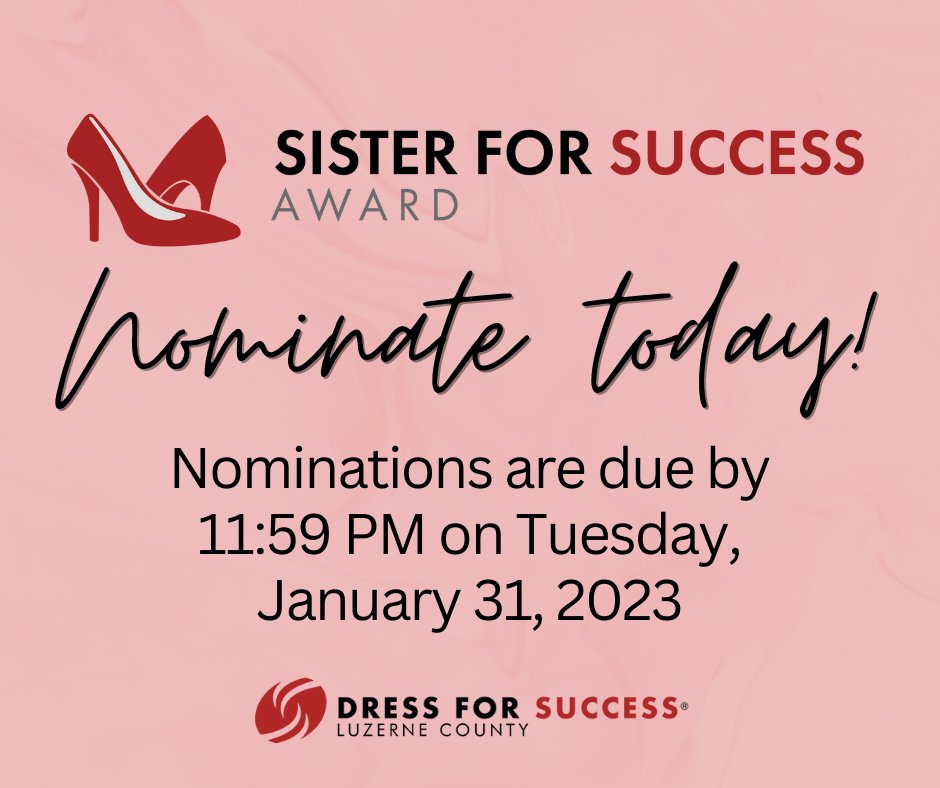 DFSluzerne's tweet photo. Nominations are still open! Do you know someone who has made an impact on our organization? Do you know someone who empowers women in our area? Nominate them today!

Be sure to fill out the nomination form no later than January 31st for consideration: https://t.co/NlSvP5w3kx https://t.co/3E2Orj2tZG