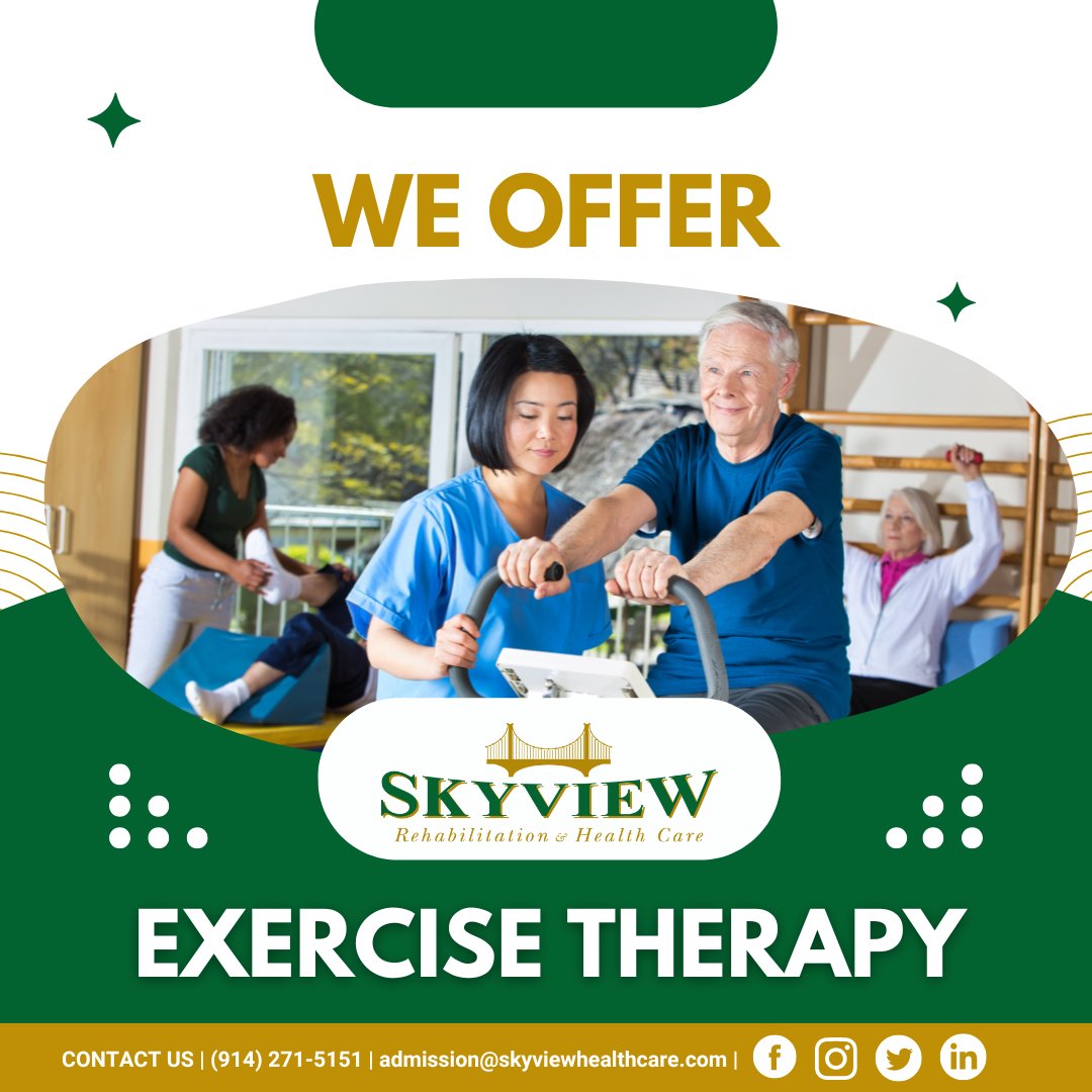 Exercise doesn't have to be boring, painful, or all-consuming. At Sky View, we make it so much fun!

#ExerciseTherapy