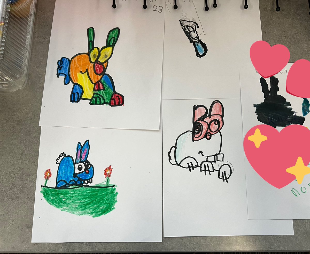 heller_jes's tweet photo. Today we drew bunnies during art using the lowercase “b”! Having fun over here @MCHS_Rams and learning new skills! #harptoons #arttime https://t.co/byKyyUHGge
