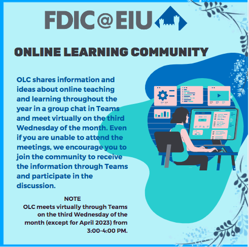 fdic_eiu's tweet photo. Today's Workshop Wednesday is all about the Online Learning Community, hosted by FDIC at EIU. 

We encourage you to take advantage of our resources and send any suggestion for future at fdic@eiu.edu. 

We grow together! #EIU #community #facultylearning #onlineteaching https://t.co/qlz0UuqOot