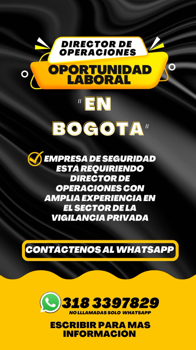 army_vig's tweet image. Trabaja con nosotros, estamos buscando Director nacional de operaciones. Importante contar con experiencia en el sector de la prestación de servicios de seguridad y vigilancia. #trabajosihay #vacantesseguridadprivada #FelizMiercoles