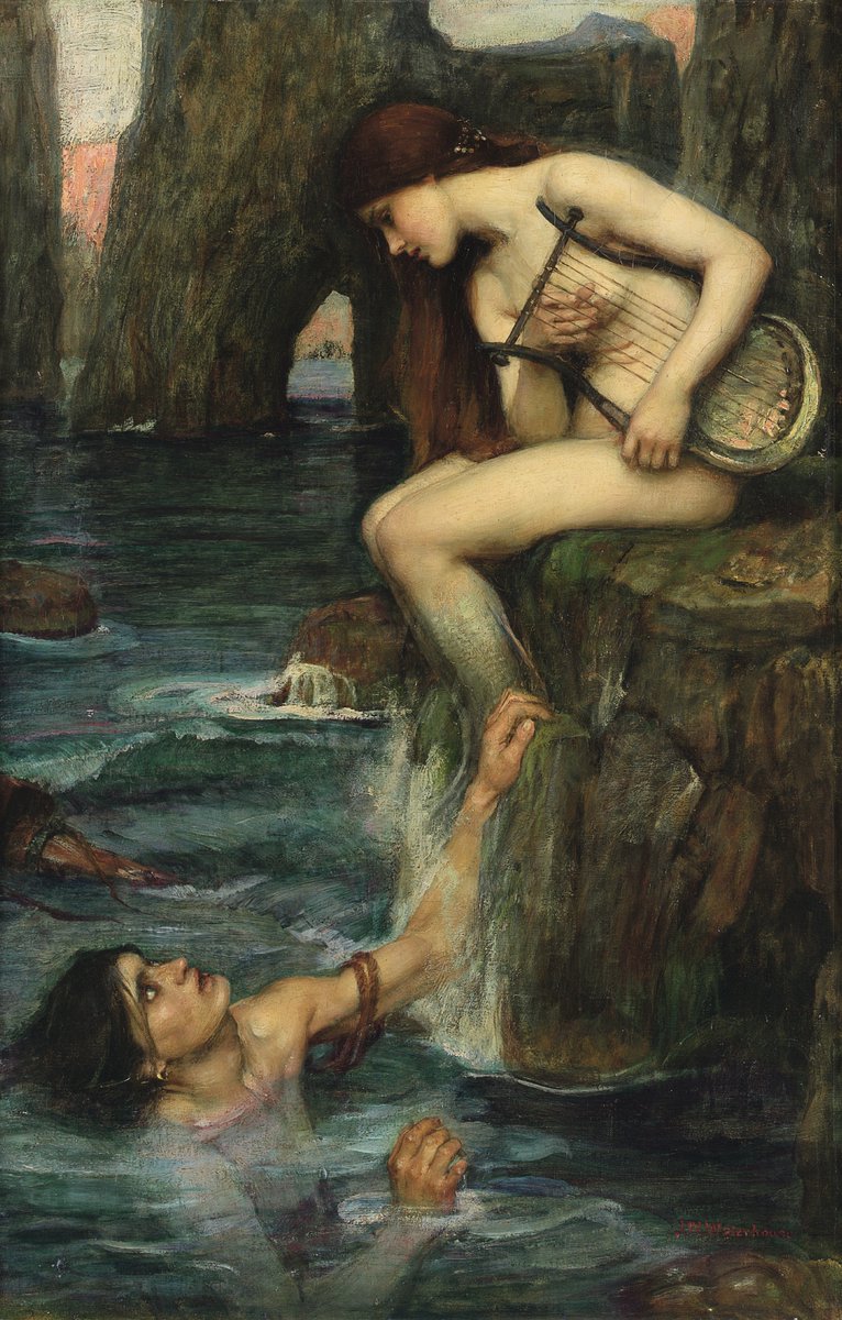 longvictorian4's tweet image. The Siren (1900) by  John William Waterhouse (English artist, lived 1849-1917). Private collection. #mythology #shipwrecked