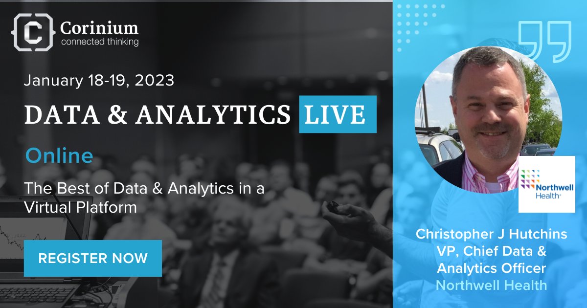 CoriniumGlobal's tweet image. Money on our mind! A longtime favorite of ours and our #DataAnalyticsLive audience is Christopher Hutchins of Northwell Health as he shares how he converts data into dollars. 

You can still register for your free pass to Data &amp;amp; Analytics Live: bit.ly/3XoX29Y